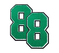 QUARKZMAN 2 Pezze Numeri 8 In Pile Verde Da 4.7" Applicabili A Ferro, Toppa In Spugna