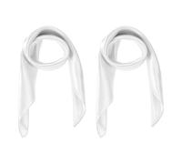 QUARKZMAN 2 Pezze Sciarpa Quadrata Satinata per Donna Sciarpa a Tinta Unita Seta Leggera Sciarpe Moda Fascia per Capelli Accessorio Borsetta Bianco Brillante