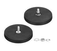 QUARKZMAN 2 Pezzi 2.6" Dia Magneti Rivestiti In Gomma, 44LBS Base Magnete Anti-Graffio Con Perno Filettato Maschio M5 E Dado Portamagnete Per Fotocamera Barra Luce Specchio Strumento