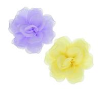QUARKZMAN 2 Pezzi 5 Pollici Grande Fiore Di Raso Spilla Per Donne Organza Elegante Fiori Spille Per Matrimonio Ballo Abiti Vestito Cappello Accessori Viola Giallo