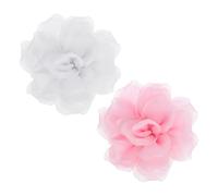 QUARKZMAN 2 Pezzi 5 Pollici Grande Fiore Di Seta Spilla Per Donne Organza Elegante Fiori Spille Per Matrimonio Ballo Party Vestiti Cappello Accessori Bianco Rosa