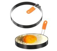 QUARKZMAN 2 Pezzi Anelli Per Uova 6" Acciaio Inossidabile Antiaderente Anello Per Pancake Con Manico In Silicone Per Piastra Uova Sandwich Omelette Colazione