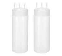 QUARKZMAN 2 Pezzi Bottigliette Condimento per Salse, 10.6oz Bottiglie di Plastica Ricaricabili con Becco A Punta 3 Fori, per BBQ, Condimenti, Oli da Cucina E Salse Barbecue, Bianco