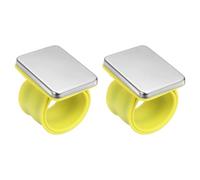 QUARKZMAN 2 Pezzi Bracciale Porta Spilli Magnetico Cuscino per Spilli in Silicone Fascia Polso per Cucire Quilting Fermagli Capelli Giallo