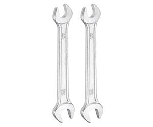 QUARKZMAN 2 Pezzi Chiavi Doppia Estremità Aperta 8mm x 10mm Metrica Angolo Offset 15 Gradi Chiave Testa Piatta Piccola Chiave Aperta Zincata per Riparazione Auto Montaggio Mobili