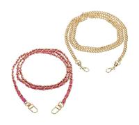 QUARKZMAN 2 Pezzi Cinturino A Catena Per Borsetta, 47 Pollici Di Lunghezza Cinturino Sostitutivo In Pelle Per Borsa A Tracolla Portafogli Borse Clutch, Catena Oro Chiaro Con Pelle so a