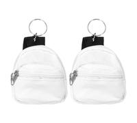 QUARKZMAN 2 Pezzi Mini Zainetti Portachiavi 11.3 x 6 cm Graziosa Borsellino In Tela Piccolo Portamonete Portachiavi Bustina Cosmetici Trucco Per Auricolari Chiavi Monete Fermacapelli Bianco