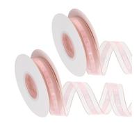 QUARKZMAN 2 Pezzi Nastro Organza Trasparente (2,5 Cm X 22,86 M) - Cuore Con Bordo In Seta Chiffon, Per Regali Matrimonio Compleanno Bouquet Decorazioni Fai Da Te, Rosa Chiaro