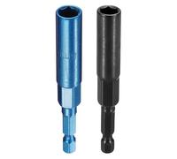 QUARKZMAN 2 Pezzi Nut Driver Punta Da Trapano 8mm Socket Metrico 1/4"Alesaggio Esagonale 3.15"(80mm) Extra Lungo Socket A 6 Punti Cambio Rapido Acciaio Cr-V Per Avvitatori A Blu