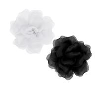 QUARKZMAN 2 Pezzi Spilla Grande Fiore In Satin Per Donna Fiori Eleganti In Organza Per Abiti Da Sposa Feste Ballo Cappello Accessori Nero Bianco