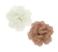 QUARKZMAN 2 Pezzi Spilla Grande Fiore In Satin Per Donne Fiori Eleganti In Organza Per Matrimonio Ballo Party Abiti Cappello Accessori, Rosa Grigio Chiaro, Albicocca