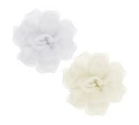 QUARKZMAN 2 Pezzi Spilla Grande Fiore In Satin Per Donne Fiori Eleganti In Organza Per Matrimonio Festa Ballo Abiti Cappello Accessori, Bianco, Albicocca