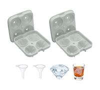 QUARKZMAN 2 Pezzi Stampo Per Ghiaccio In Silicone Con Coperchio | Forma Diamante Da 1.6 Pollici Con 4 Foro | Per Bevande Fredde, Cocktail, Whisky, Regalo Per Casa, Bar, Feste, Grigio