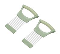 QUARKZMAN 2 Pezzi Supporto Affettacipolle In Acciaio Inox Utensile Per Tagliare Verdure Per Affettare Conservare Cipolle Pomodori Patate Avocado Mele Verde