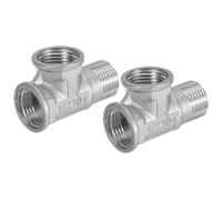 QUARKZMAN 2 Pezzi Tee G1/2" Femmina x G1/2" Femmina x G1/2" Maschio Argento
