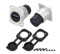 QUARKZMAN 2 Pezzi USB 3.0 Connettore A Pannello, Connettore Passante D-Type USB, Estensione A Parete 5.0Gbps Argento Per Casa/Ufficio/Industriale