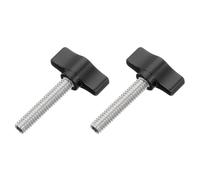 QUARKZMAN 2 Pz 1/4" - 33 Vite a Mano Filettata in Acciaio Inossidabile Nero | 304, con Manopola a Dado a Ali Regolabile, Viti di Serraggio, per Diversi Supporti e Macchine, Vite a Mano