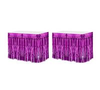 QUARKZMAN 2 Pz 29x108 Pollici Gonne Tavolo Orpelli Frange Lamina Rosso Rosa per Tavoli Rettangolari Tende Sfondo Orpelli per Decorazione Nozze, Feste Compleanno