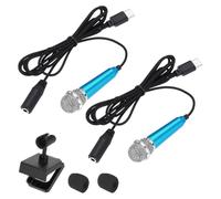 QUARKZMAN 2 Pz Mini Microfono, Mini Mic Piccolo Microfono Telefono Tipo C Mic Piccolo Microfono con Copertura in Spugna per Registrare la Voce del Telefono, Blu