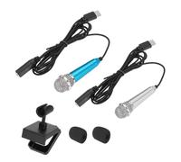 QUARKZMAN 2 Pz Mini Microfono, Mini Mic Piccolo Microfono Telefono Tipo C Mic Piccolo Microfono con Staffa, Copertura in Spugna per Registrare la Voce del Telefono, Blu/Argento