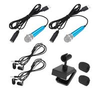 QUARKZMAN 2 Pz Mini Microfono, Mini Mic Piccolo Microfono Tipo C Mic Piccolo Microfono con Supporto, Copertura in Spugna per Registrare la Voce del Telefono, Blu