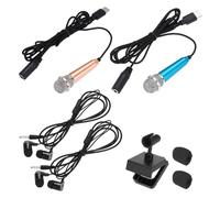 QUARKZMAN 2 Pz Mini Microfono, Mini Mic Piccolo Microfono Tipo C Mic Piccolo Microfono con Supporto, Copertura in Spugna, Cuffie per Registrare la Voce del Telefono, Oro/Blu