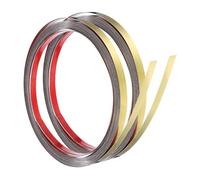 QUARKZMAN 2 Pz Profilato In Acciaio Inox Parete, 5 m x 10 mm Adesivo Decorativo Metallico Per Bordo Specchio Piastrelle Soffitto Parete, Oro Specchiato