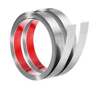 QUARKZMAN 2 Pz Profilato Parete In Acciaio Inox, 5 m x 25 mm Adesivo Decorazione Metallo Per Bordo Specchio Piastrelle Soffitto Parete, Argento Specchiato