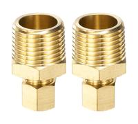 QUARKZMAN 2 PZ Raccordo a Compressione per Tubo in Ottone 1/4" OD x 1/2" | Filettatura maschia, lunghezza 1.37", filettatura conica, connettore unione diritto, per linee aria, olio, carburante e freni