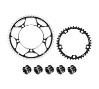 QUARKZMAN 2 Pz Set Tiara Catena per Bici 130BCD 39T/53T Rotonda Stretto Largo in Alluminio con 5 Bulloni Doppi Rotondi per Biciclette da Strada E Catene 9/10/11 velocità