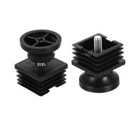 QUARKZMAN 2 Set Piedini Regolabili, M8x40x40mm Plastica Regolabili Gambe Mobili Inserto Filettato Quadrato Avvitabile Glide Livellatori per Tavolo Sedia Mobili, Nero