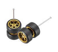 QUARKZMAN 2 Set Ruote E Pneumatici 1/64, Real Riders Rims Include Assi Per Auto Modello RC Diecast Fai Da Te, Y-Spoke Gold Rims