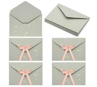 QUARKZMAN 20 Pacchi Di Buste Per Biglietti Con Fiocco, 16.2 x 11.4 cm, Ideali Per Conservare Oggetti Piccoli, Stile Vintage, Porta Biglietti Carino Per Matrimoni, Feste, Cartoline, Grigio