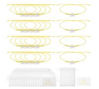 QUARKZMAN 20 Pcs Braccialetti Cancro Al Senno All'Ingrosso, Braccialetto A Treccia Regolabile Con Nastro Set Regali Cura Con Card Regali Per Donne Affette Da Cancro, Giallo