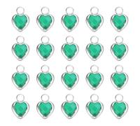 QUARKZMAN 20 Pcs Charm A Cuore In Cristallo Placcato Argento, Pendente A Cuore 3D Per Creazione Di Gioielli Bracciali Collane Orecchini Portachiavi Fai Da Te, Verde, 9x6.6mm