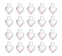 QUARKZMAN 20 Pcs Charm A Cuore In Cristallo Placcato Argento, Pendente A Cuore Argento 3D Per Creazione Di Gioielli Bracciali Collane Orecchini DIY Portachiavi, Rosa, 9x6.6mm
