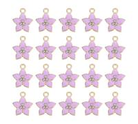 QUARKZMAN 20 Pcs Charm Di Fiori, Pendenti In Lega Dorata O Accessori Per Telefono Portachiavi Crafting, Viola, 13x11mm
