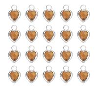 QUARKZMAN 20 Pcs Cristallo Argentato Charm A Cuore, Pendente A Cuore 3D Argentato Per Creazione Gioielli Bracciali Collane Orecchini DIY Portachiavi, Marrone Rossastro, 9x6.6mm