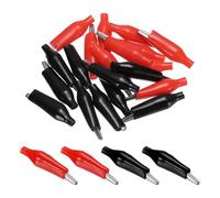 QUARKZMAN 20 pcs morsetti a coccodrillo 28 mm morsetti di prova rosso/nero | acciaio medio isolati, elettrici, per multimetro laboratorio test batteria elettrica