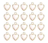 QUARKZMAN 20 Pezzi Charm A Cuore Placcato Oro Cristallo, Pendente A Cuore 3D In Ottone Per Creazione Gioielli Bracciali Collane Orecchini DIY Portachiavi, Rosso Anguria, 9x6.6mm