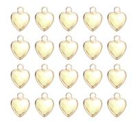 QUARKZMAN 20 Pezzi Cristallo Charm Cuore Placcato Oro, Pendente Ottone Cuore 3D Per Creazione Gioielli Bracciali Collane Orecchini DIY Portachiavi, Oro, 11x9mm