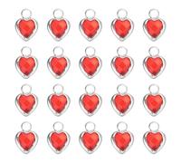 QUARKZMAN 20 Pezzi Cristallo Placcato Argento Charm A Cuore, Pendente A Cuore 3D Per Creazione Gioielli Bracciali Collane Orecchini DIY Portachiavi, Rosso Brillante, 9x6.6mm