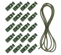 QUARKZMAN 20 Pezzi Fermacordi a Doppio Foro con Cordino Elastico da 39 Pollici, Clip Fermacavo a Molla in Plastica con Cordino Estensibile per Lacci Stringhe Paracord, Verde oliva