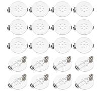 QUARKZMAN 20 Pezzi Fermagli Spilla, 17mm Disco Rotondo Vuoto Supporto Spilla Per Creazione Gioielli DIY Artigianato Distintivi Fiori All'Occhiello, Argento