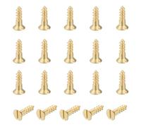 QUARKZMAN 20 Pezzi Viti In Ottone, M3.5 X 12mm Testa Piatta A Fessura Autofilettanti Per Legno Per Falegnameria Riparazione Mobili Cornici Foto Cartongesso Elettrodomestici, Oro
