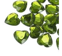 QUARKZMAN 20 Pz Cuore in Acrilico con Strass 30mm Gemme Piatte in Plastica Adesivi per Gioielli per Creazioni Artigianali Pittura del Viso Gioielli Fai da Te Verde Oliva