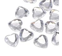 QUARKZMAN 20 Pz Cuore in Acrilico con Strass, 30mm Gemme Piatte in Plastica Adesivi per Gioielli per Creazioni Artigianali Pittura del Viso Gioielli Fai da Te Bianco
