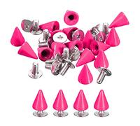 QUARKZMAN 20 Set Cono Punte Borchie, 7x10mm Borchie e Punta Metallo Vite Retro Rivetto per Abbigliamento Cinture Borse Scarpe Fai-da-Te Pelletteria, Rosa Rosso