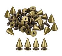 QUARKZMAN 20 Set Rivetti in Pelle, 7x10mm Cono Punte Borchie e Punta Metallo Rivetti a Vite Retro Rivetto per Abbigliamento Cinture Borse Scarpe Fai-da-Te Pelletteria,Tonalità Bronzo