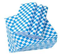 QUARKZMAN 200 Fogli Di Carta Oleata Per Alimenti, 22x22cm Fogli Di Carta Per Avvolgere, Rivestimento Per Cestini Alimentari A Scacchi, Carta Da Forno Resistente Al Grasso Per Tramezzino, Blu